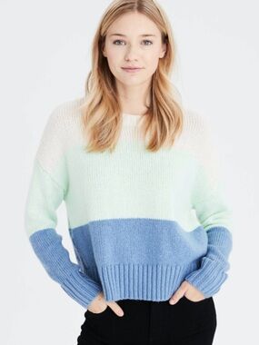 American Eagle Spring Color Block Crewneck Sweater Size Small